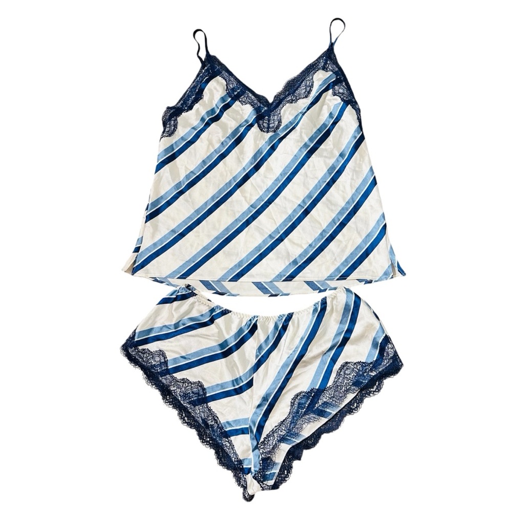 Victoria’s Secret Satin blue stripe cami set size small